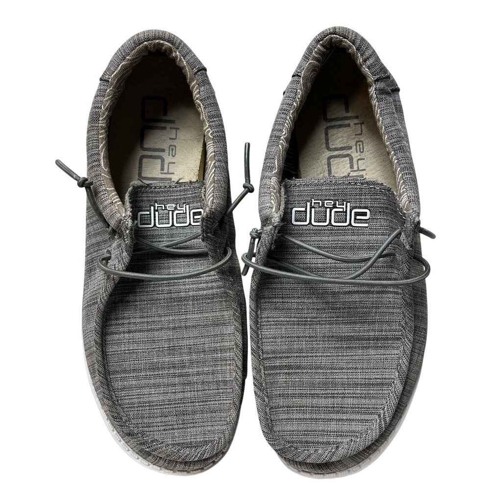 HEYDUDE Wally Youth Linen Stone Grey Shoes 130130704 Size 4 Youth / 5 Women - Picture 8 of 8